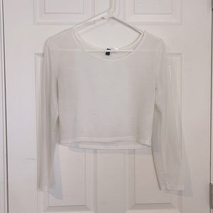 Ribbed white long sleeve crop top
